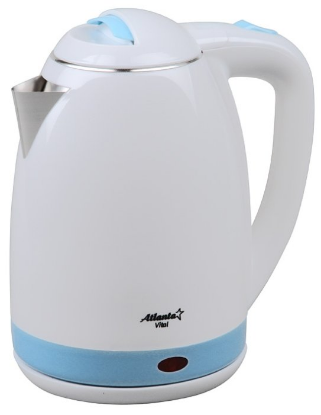 Изображение Электрический чайник Atlanta ATH-2437 (1800 Вт/1,8 л /металл, пластик/голубой, белый)