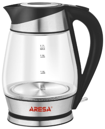 Изображение Электрический чайник Aresa AR-3440 (2000 Вт/1,7 л /стекло, пластик/прозрачный, черный)