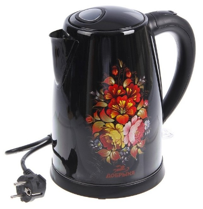 Изображение Электрический чайник Добрыня DO-1219 (2000 Вт/1,8 л /металл/черный)