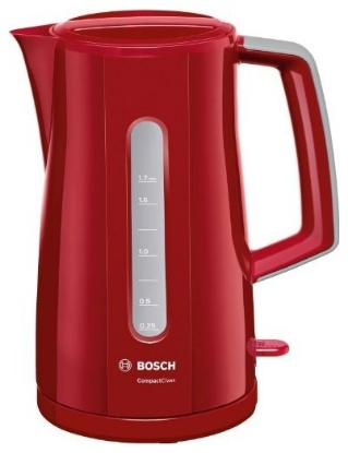 Изображение Электрический чайник Bosch TWK 3A014 (2400 Вт/1,7 л /пластик/красный)