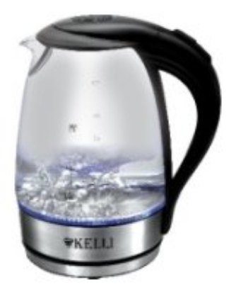 Изображение Электрический чайник Kelli KL-1462 (2200 Вт/1,7 л /стекло, металл/прозрачный, черный)
