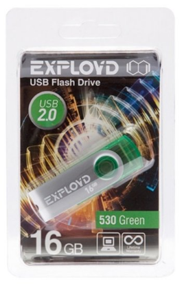 Изображение USB flash Exployd 530,(USB 2.0/16 Гб)-зеленый ()