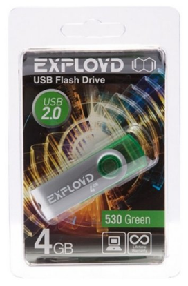 Изображение USB flash Exployd 530,(USB 2.0/4 Гб)-зеленый ()