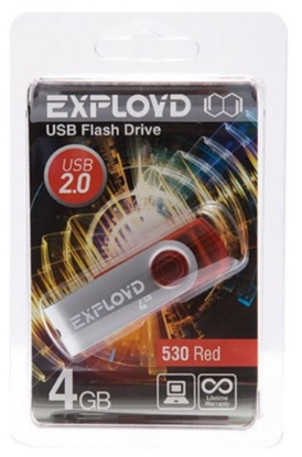 Изображение USB flash Exployd 530,(USB 2.0/4 Гб)-красный ()