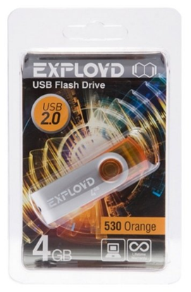 Изображение USB flash Exployd 530,(USB 2.0/4 Гб)-оранжевый ()