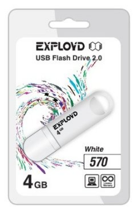 Изображение USB flash Exployd 570,(USB 2.0/4 Гб)-белый ()