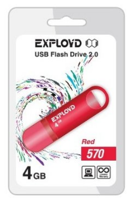 Изображение USB flash Exployd 570,(USB 2.0/4 Гб)-красный ()