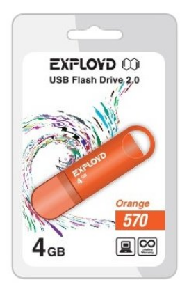 Изображение USB flash Exployd 570,(USB 2.0/4 Гб)-оранжевый ()