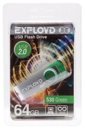Изображение USB flash Exployd 530,(USB 2.0/64 Гб)-зеленый ()