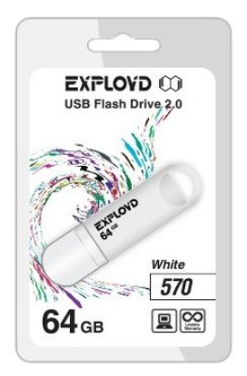 Изображение USB flash Exployd 570,(USB 2.0/64 Гб)-белый ()