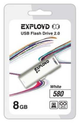 Изображение USB flash Exployd 580,(USB 2.0/8 Гб)-белый ()