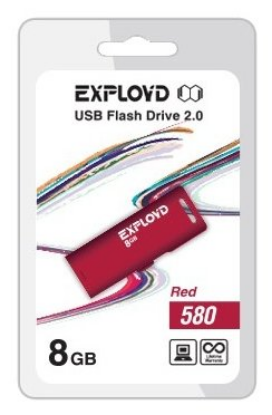 Изображение USB flash Exployd 580,(USB 2.0/8 Гб)-красный ()