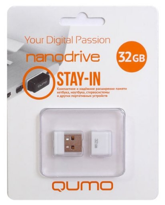 Изображение USB flash Qumo nanoDrive,(USB 2.0/32 Гб)-белый (QM32GUD-NANO-W)