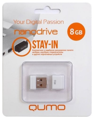 Изображение USB flash Qumo nanoDrive,(USB 2.0/8 Гб)-белый (QM8GUD-NANO-W)