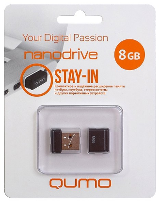 Изображение USB flash Qumo nanoDrive,(USB 2.0/8 Гб)-черный (QM8GUD-NANO-B)