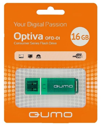 Изображение USB flash Qumo Optiva 01,(USB 2.0/16 Гб)-зеленый (QM16GUD-OP1-green)