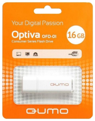 Изображение USB flash Qumo Optiva 01,(USB 2.0/16 Гб)-белый (QM16GUD-OP1-white)