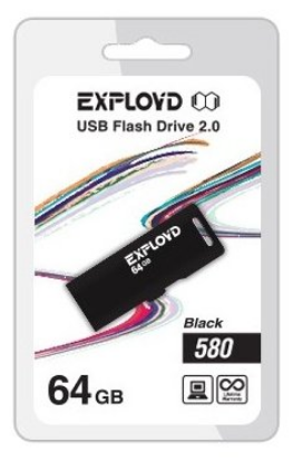 Изображение USB flash Exployd 580,(USB 2.0/64 Гб)-черный ()