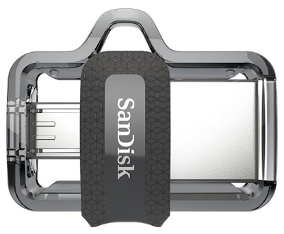 Изображение USB flash SanDisk Ultra Dual Drive m3.0,(USB 3.0/microUSB/64 Гб)-прозрачный, серый (SDDD3-064G-G46)
