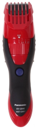 Изображение Машинка для стрижки бороды и усов Panasonic ERGB40, красный, черный