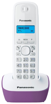 Изображение Радиотелефон Panasonic KX-TG1611RUF,фиолетовый, белый (трубка, база)