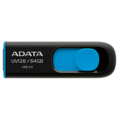 Изображение USB flash ADATA DashDrive UV128,(USB 3.1/64 Гб)-синий, черный (AUV128-64G-RBE)