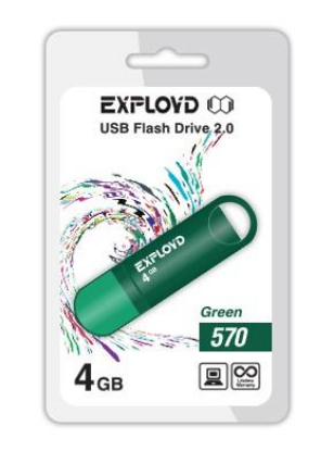 Изображение USB flash Exployd 570,(USB 2.0/4 Гб)-зеленый ()
