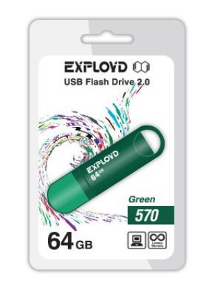 Изображение USB flash Exployd 570,(USB 2.0/64 Гб)-зеленый ()
