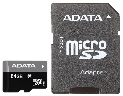 Изображение Карта памяти ADATA MicroSDXC Class 10 64 Гб адаптер на SD AUSDX64GUICL10-RA1