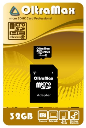 Изображение Карта памяти OltraMax MicroSDHC Class 10 32 Гб адаптер на SD