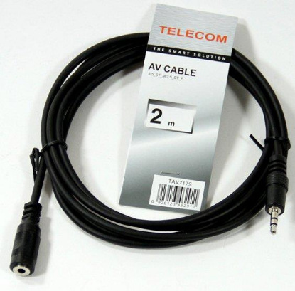 Изображение Кабель удлинительный Telecom TAV7179-2M 3.5 mm jack-3.5 mm jack (черный) (2 м)