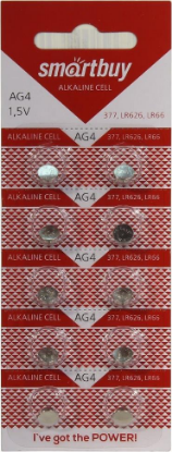 Изображение Батарейка SmartBuy AG4-10B (SBBB-AG4-10B) (LR66 (LR626,AG4,G4) 1,5 В  щелочная (алкалиновая))