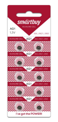 Изображение Батарейка SmartBuy AG1-10B (SBBB-AG1-10B) (LR60 (LR621,AG1,G1) 1,5 В  щелочная (алкалиновая))