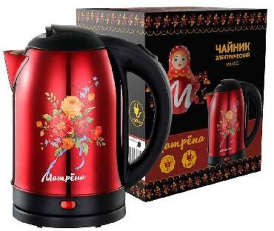 Изображение Электрический чайник МАТРЁНА MA-005 (1500 Вт/2 л /металл/красный)