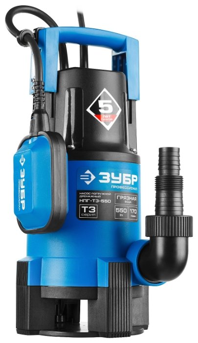 Изображение Погружной дренажный ЗУБР НПГ-Т3-550 550 Вт  7 м грязная)