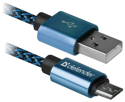 Изображение Кабель соединительный Defender USB08-03T PRO USB 2.0 A Micro USB 2.0 B синий 1 м