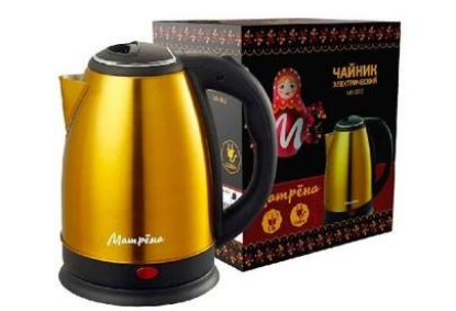 Изображение Электрический чайник МАТРЁНА MA-002 (1500 Вт/1,8 л /сталь/желтый)
