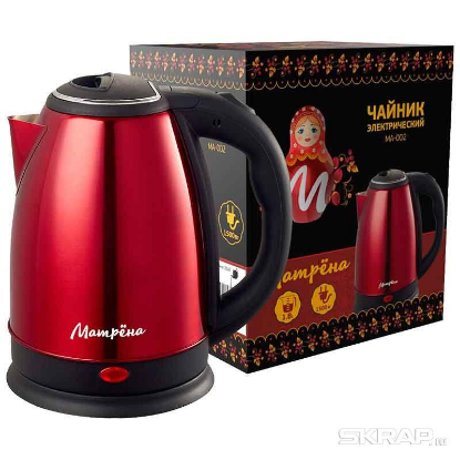 Изображение Электрический чайник МАТРЁНА MA-002 (1500 Вт/1,8 л /сталь/красный)