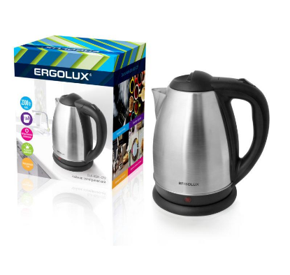 Изображение Электрический чайник Ergolux ELX-KS01-C72 (2300 Вт/1,8 л /сталь/черный, серебристый)