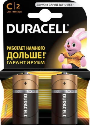 Изображение Батарейка DURACELL LR14-2BL 2шт/уп (C (R14,LR14,А343) 1,5 В  щелочная (алкалиновая))