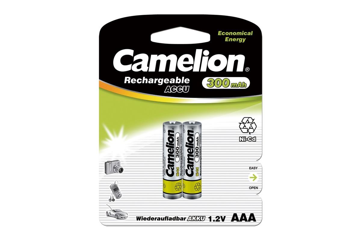 Изображение Аккумулятор Camelion NC-AAA300BP2 2шт/уп (AAA (R03,286,LR03) 1,2 В 300 мА*час Ni-Cd)