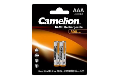 Изображение Аккумулятор Camelion NH-AAA800BP2 2шт/уп (AAA (R03,286,LR03) 1,2 В 800 мА*час Ni-Mh)