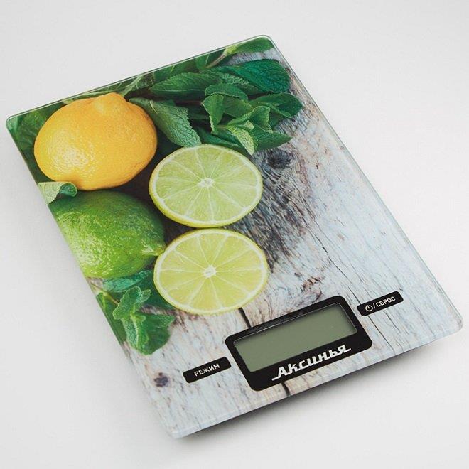 Изображение Весы кухонные Аксинья КС-6510 (зеленый, белый, желтый)