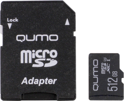 Изображение Карта памяти Qumo MicroSDXC Class 10 512 Гб адаптер на SD QM512GMICSDXC10U3