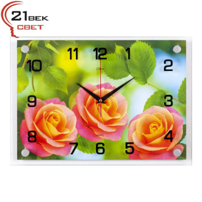 Изображение Настенные часы 21 век 2535-1051 "3 розовых розы"