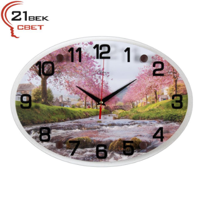 Изображение Настенные часы 21 век 2434-111 "Река при цветении сакуры"