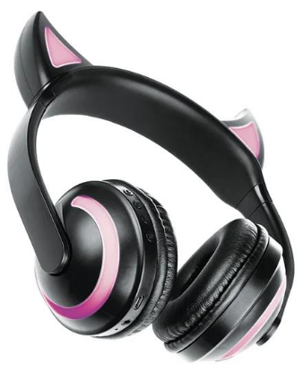 Изображение Bluetooth-гарнитура/наушники Qumo Party Cat (черный, розовый)