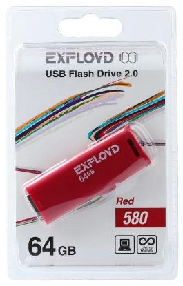 Изображение USB flash Exployd 580,(USB 2.0/64 Гб)-красный ()