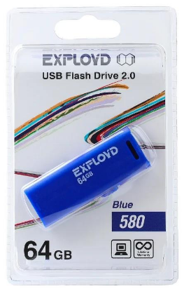 Изображение USB flash Exployd 580,(USB 2.0/64 Гб)-синий ()