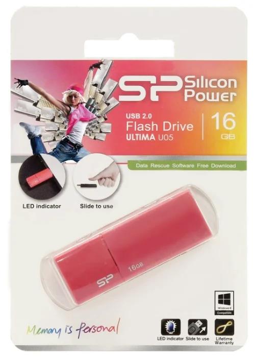 Изображение USB flash Silicon Power Ultima U05,(USB 2.0/16 Гб)-розовый (SP016GBUF3B05V1H)